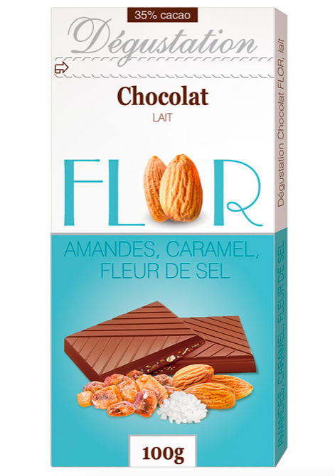 Шоколад Флор молочный миндаль/карамель/соль